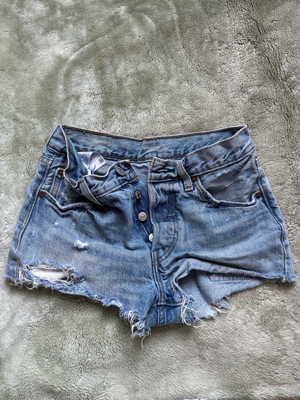 Levi's Light Blue Distressed Denim Cutoff Shorts